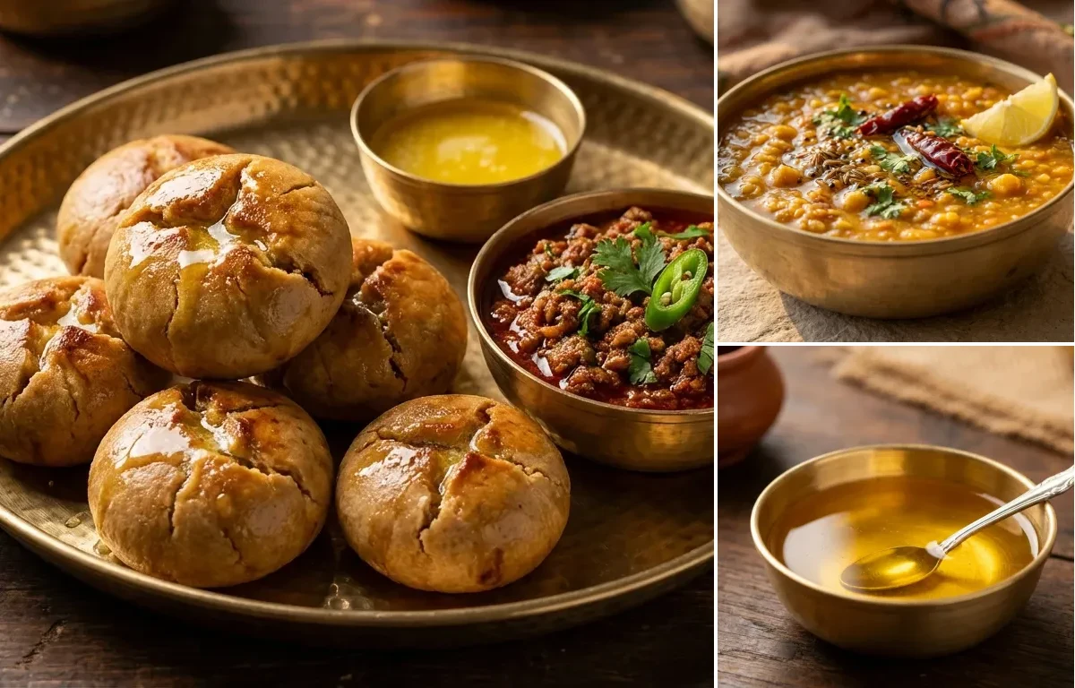 Keema Bati with Panchmel Dal and Ghee