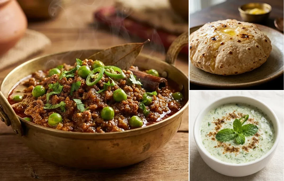 Keema Matar with Phulka and Mint Raita