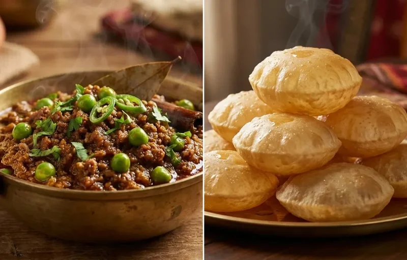 Keema Matar with Poori