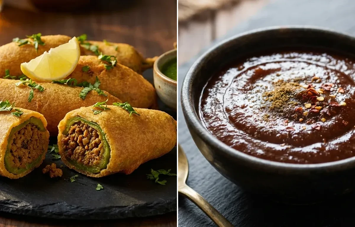 Keema Mirchi Vada with Tamarind Chutney