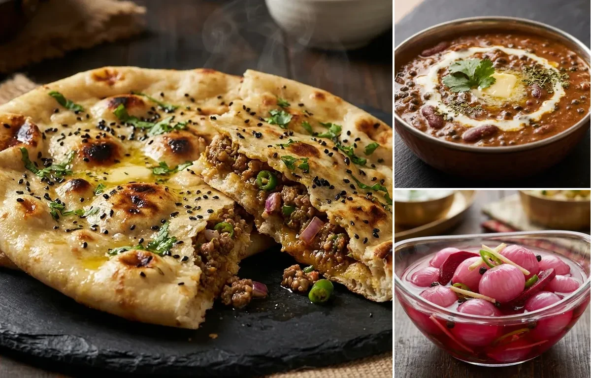 Keema Naan with Dal Makhani and Sirke Wale Pyaaz
