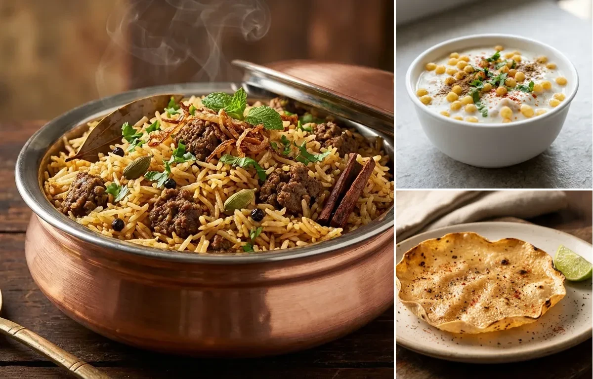 Keema Pulao with Boondi Raita