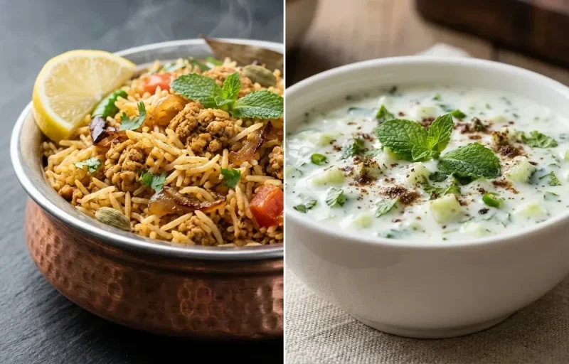 Keema Pulao (small) + Raita