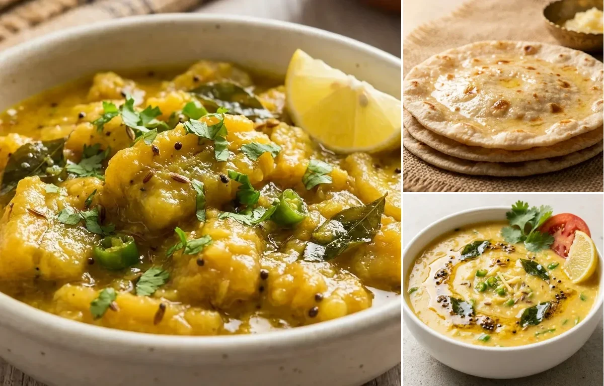 Kela nu Shaak with Rotli and Mag ni Dal