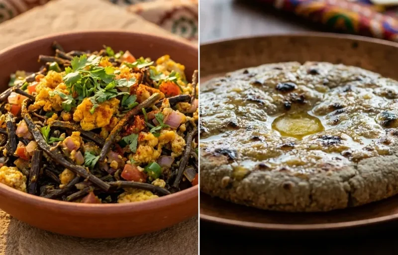 Ker Sangri Anda Bhurji with Bajra Roti