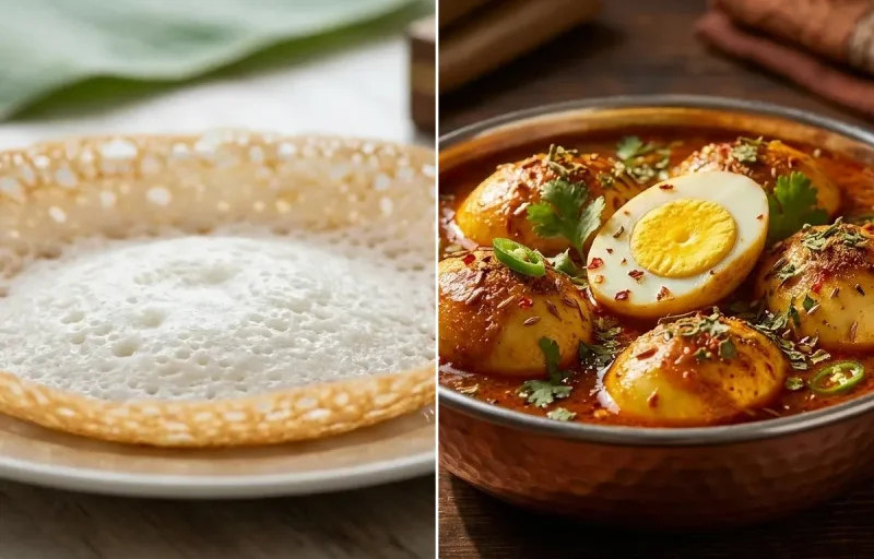 Kerala Appam with Egg Curry