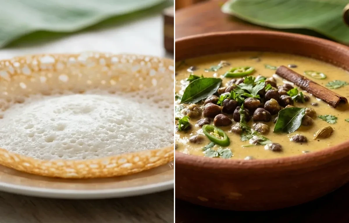 Kerala Appam with Kadala Mappas