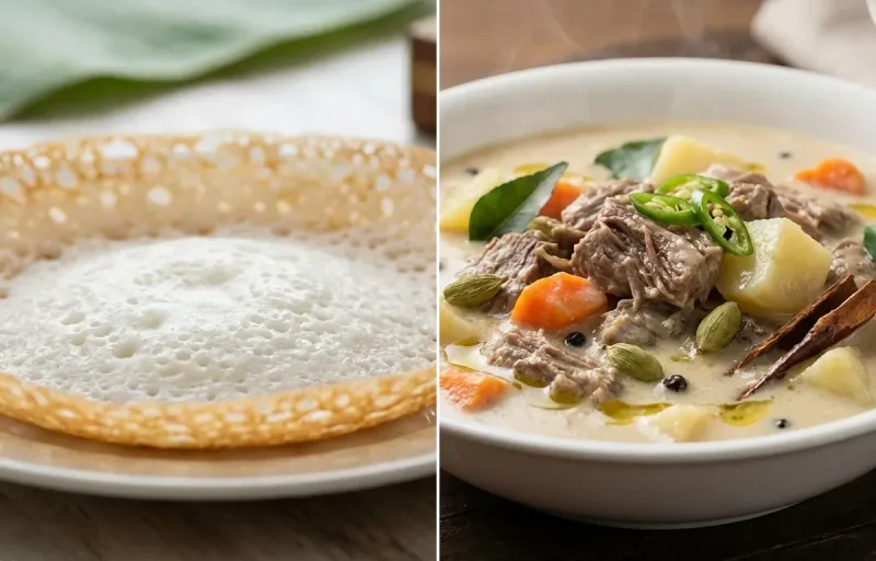 Kerala Appam with Kerala Beef Stew
