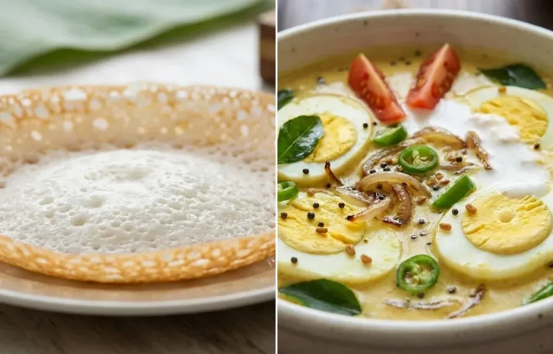 Kerala Appam with Kerala Egg Molee