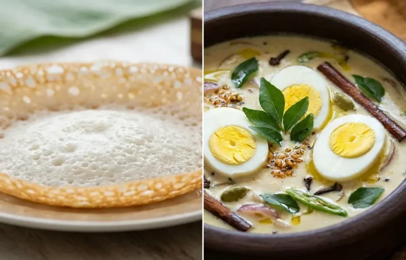 Kerala Appam with Kerala Egg Stew