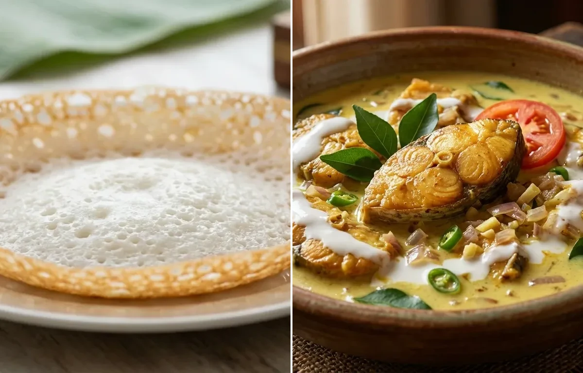 Kerala Appam with Kerala Fish Molee