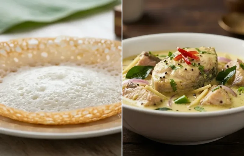 Kerala Appam with Kerala Fish Molly