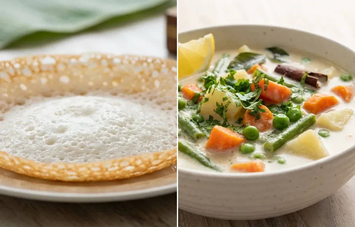 Kerala Appam with Mangalorean Vegetable Stew
