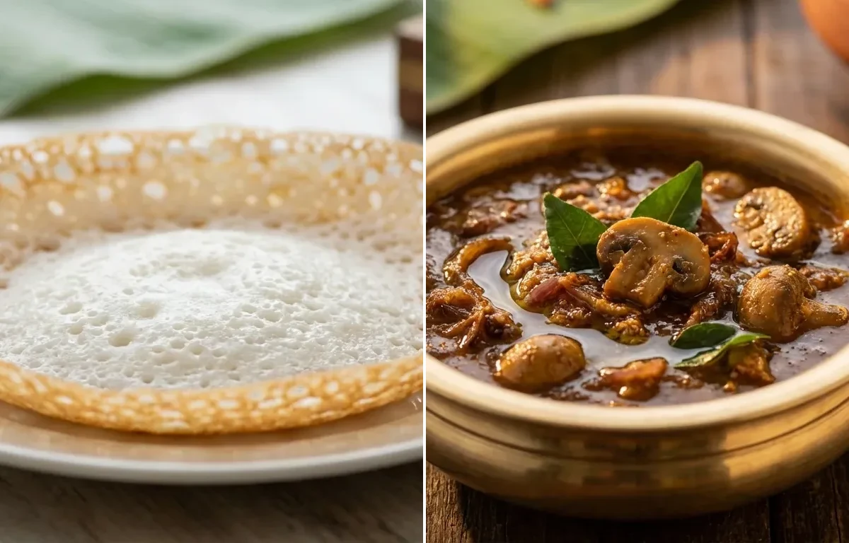 Kerala Appam with Mushroom Theeyal