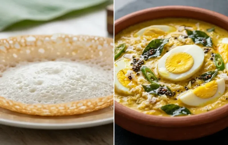 Kerala Appam with Muttai Aviyal