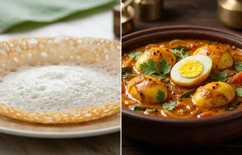 Kerala Appam with Muttai Curry