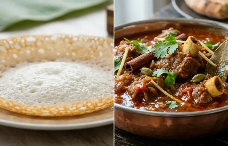 Kerala Appam with Mutton Curry