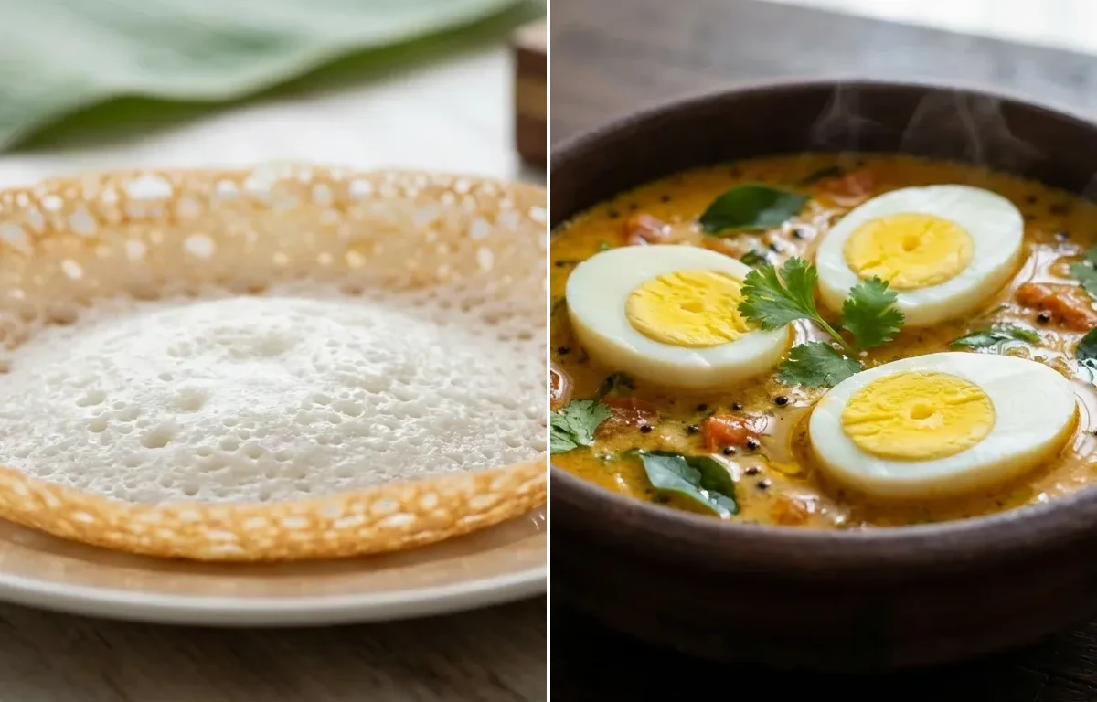 Kerala Appam with Nadan Mutta Curry