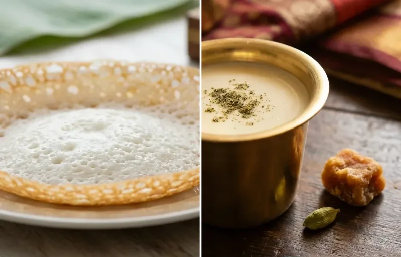 Kerala Appam with Sweetened Coconut Milk