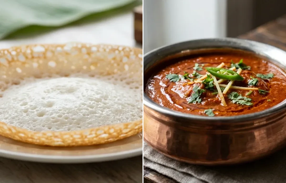 Kerala Appam with Tomato Curry