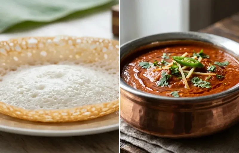 Kerala Appam with Tomato Curry