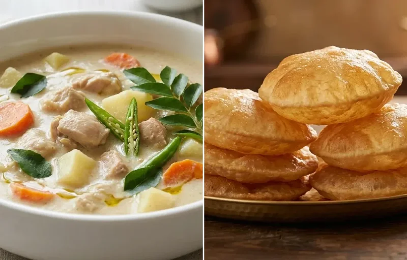 Kerala Chicken Stew with Puri