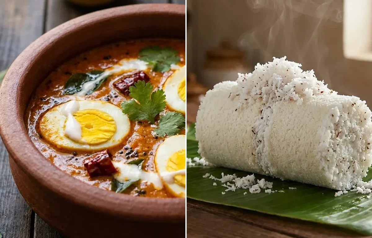 Kerala Egg Curry with Kerala Puttu