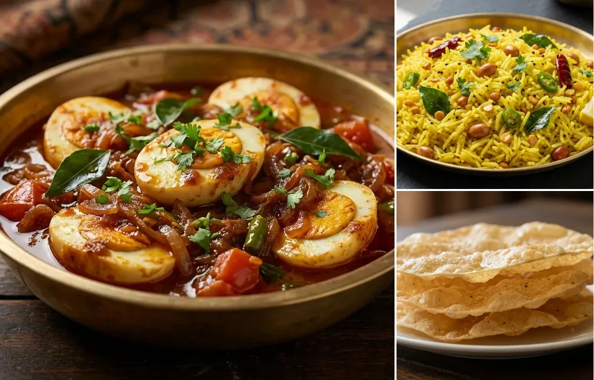 Kerala Egg Roast with Lemon Rice and Pappadam