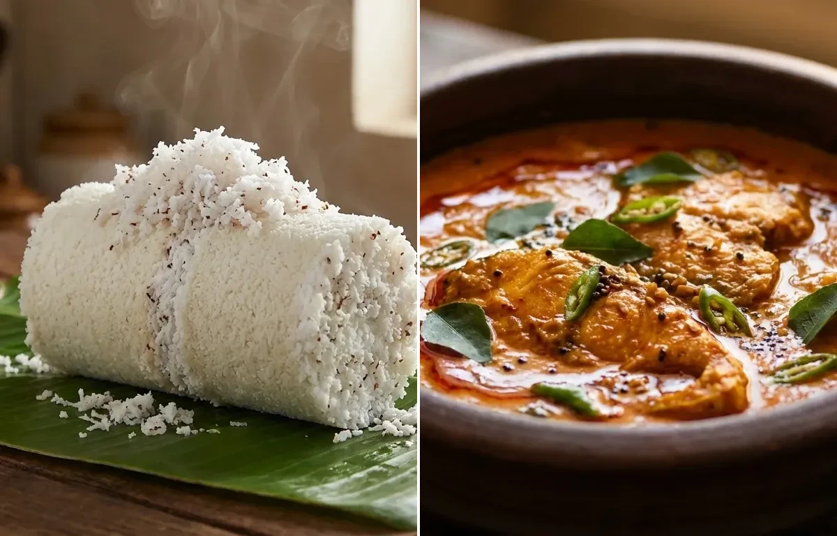 Kerala Puttu with Fish Curry