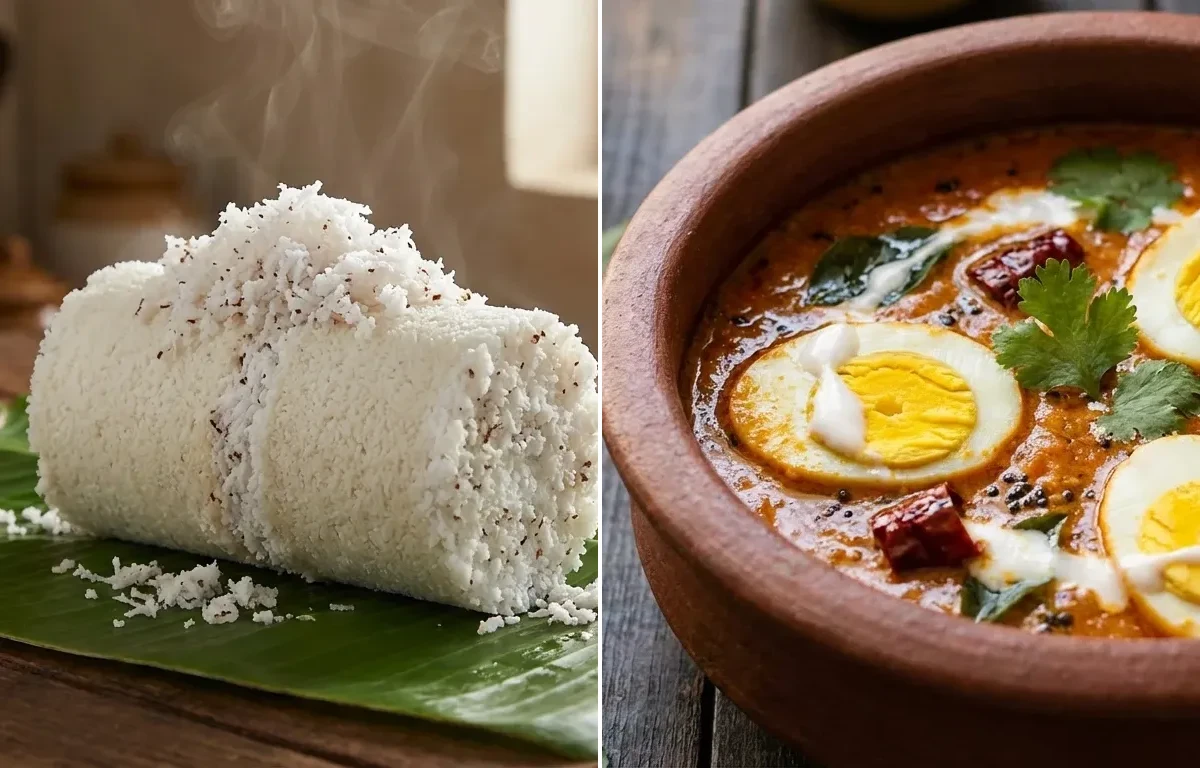 Kerala Puttu with Kerala Egg Curry