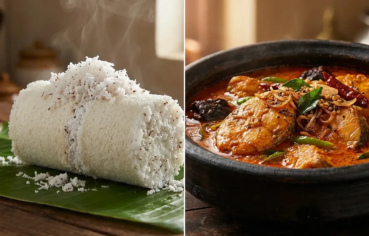 Kerala Puttu with Kerala Fish Curry