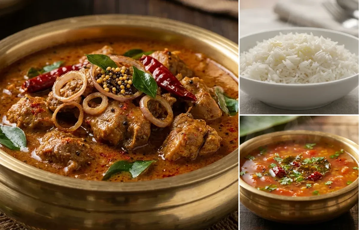 Kerala Rabbit Curry with Steamed Basmati Rice and Tomato Rasam