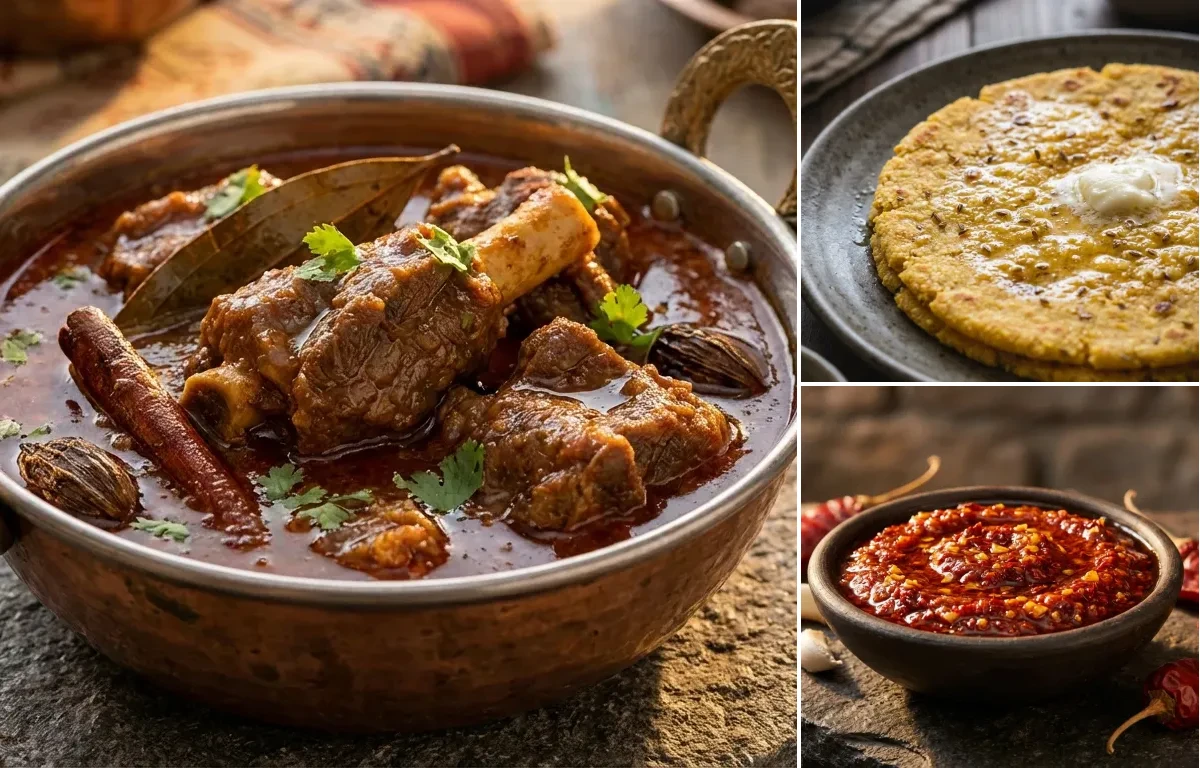 Khad Mutton with Makki di Roti and Lehsun Chutney