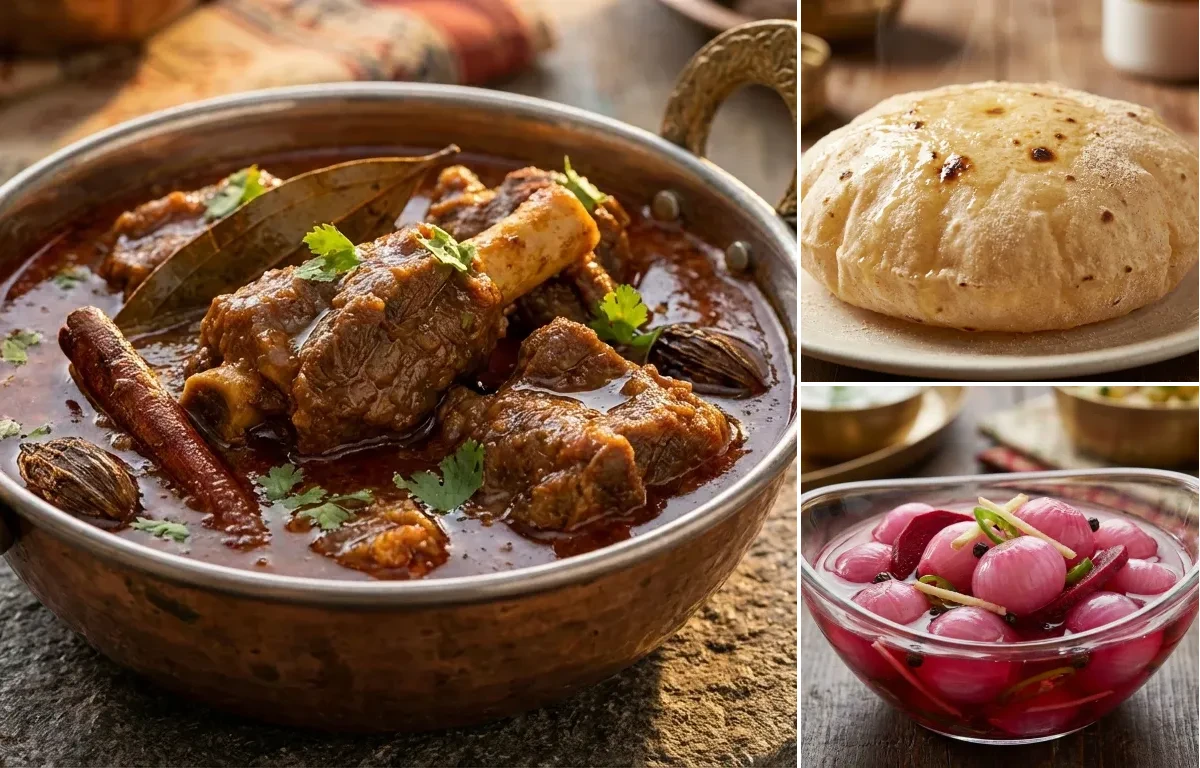 Khad Mutton with Phulka and Sirke Wale Pyaaz