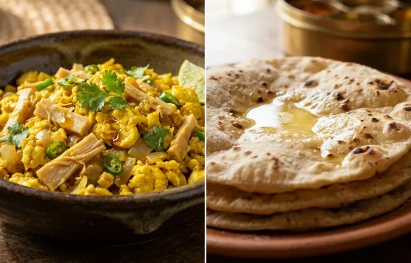 Khorisa Diya Koni Bhurji with Roti
