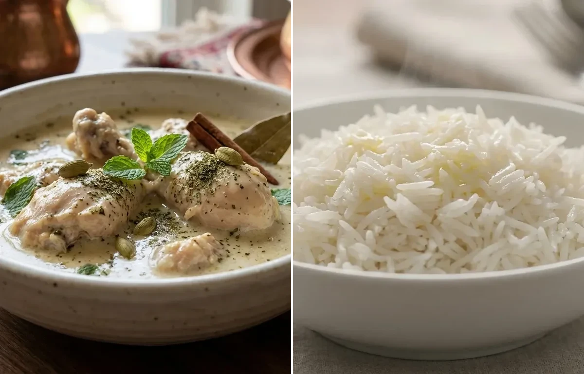 Kokur Yakhni with Steamed Basmati Rice