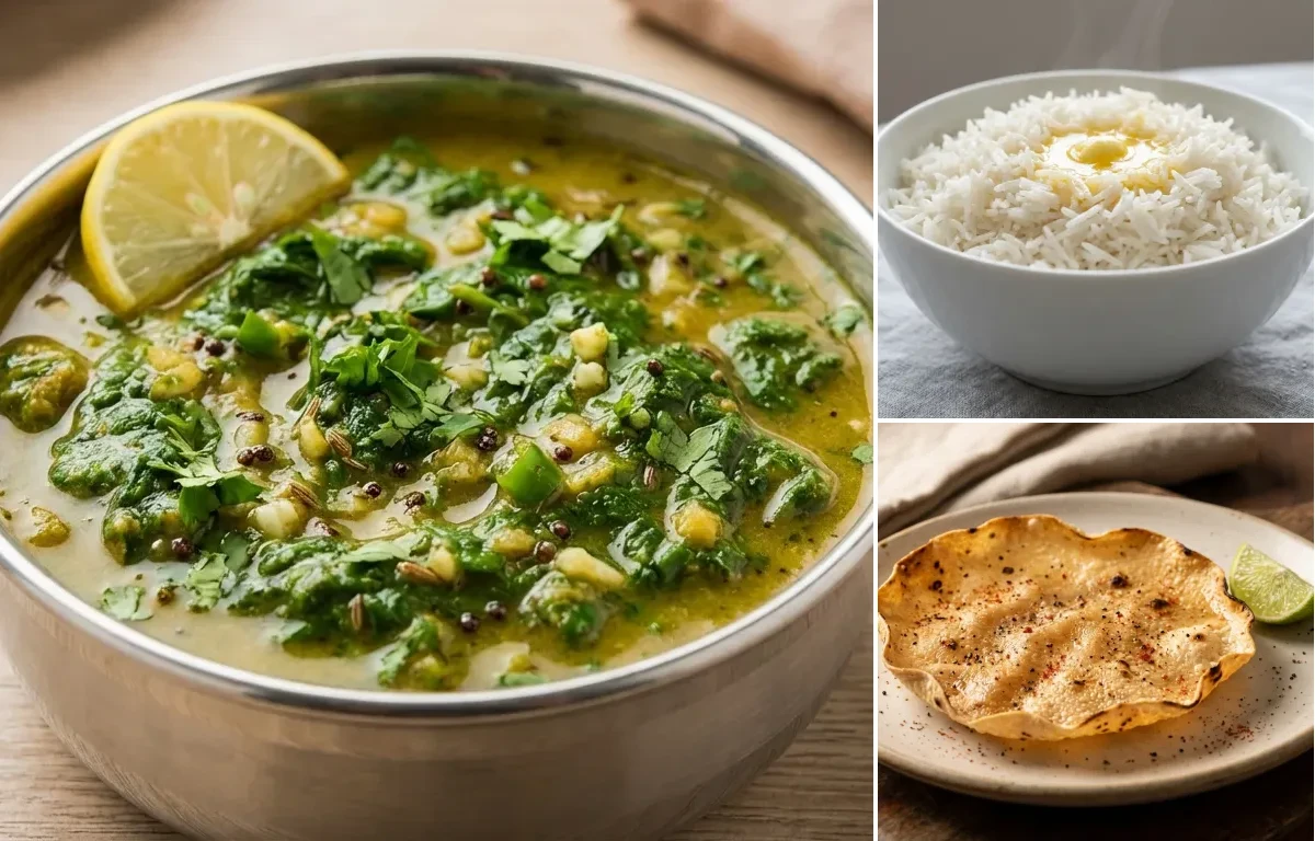 Kolmi nu Shaak with Sada Bhaat
