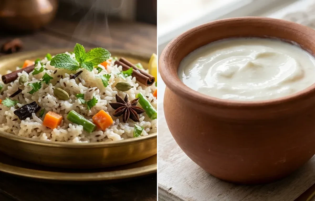 Kongu Pulao with Curd