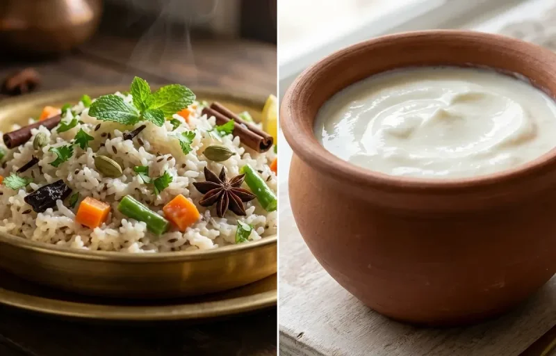 Kongu Pulao with Curd