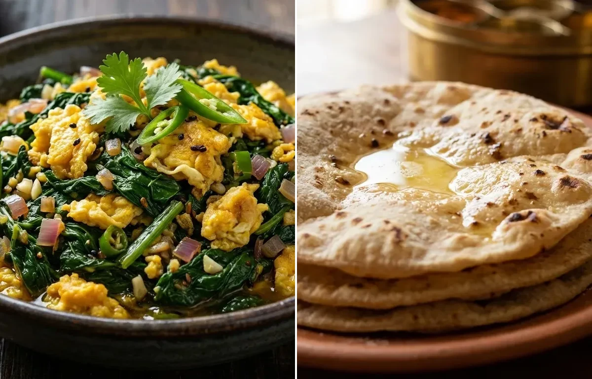 Koni aru Lai Xaak Bhaji with Roti