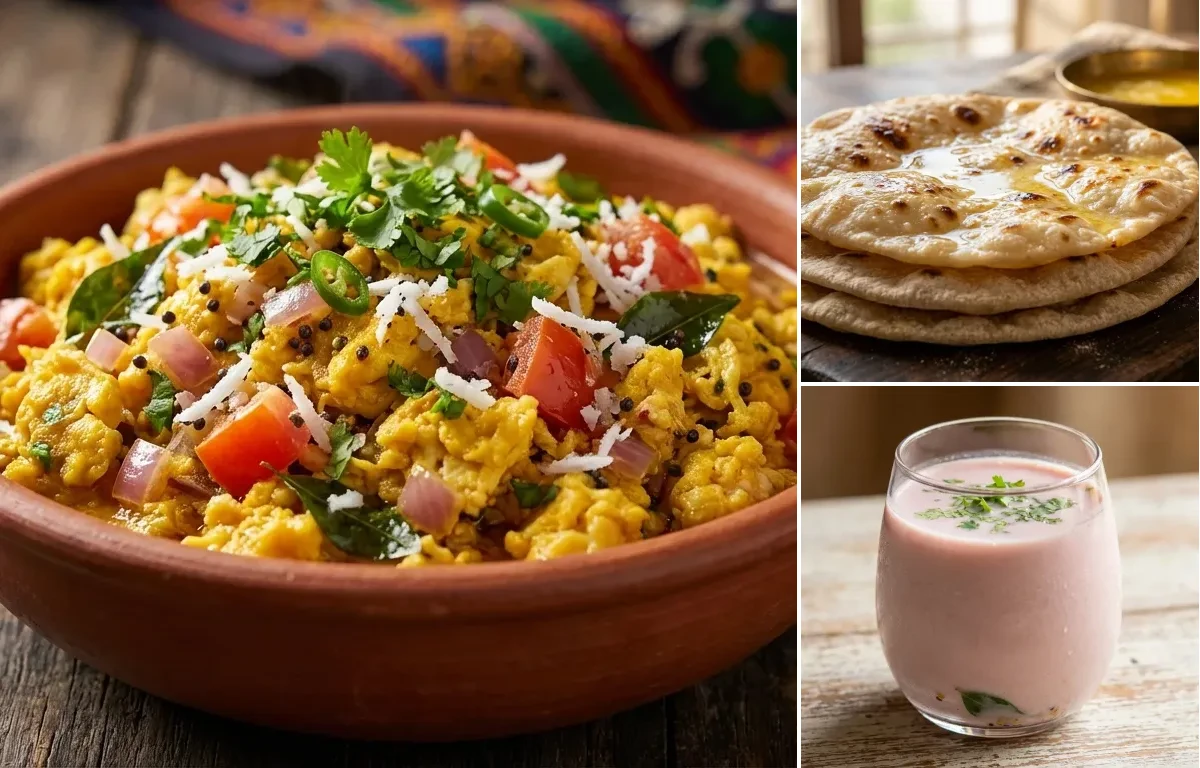 Konkani Egg Bhurji with Chapati and Sol Kadhi