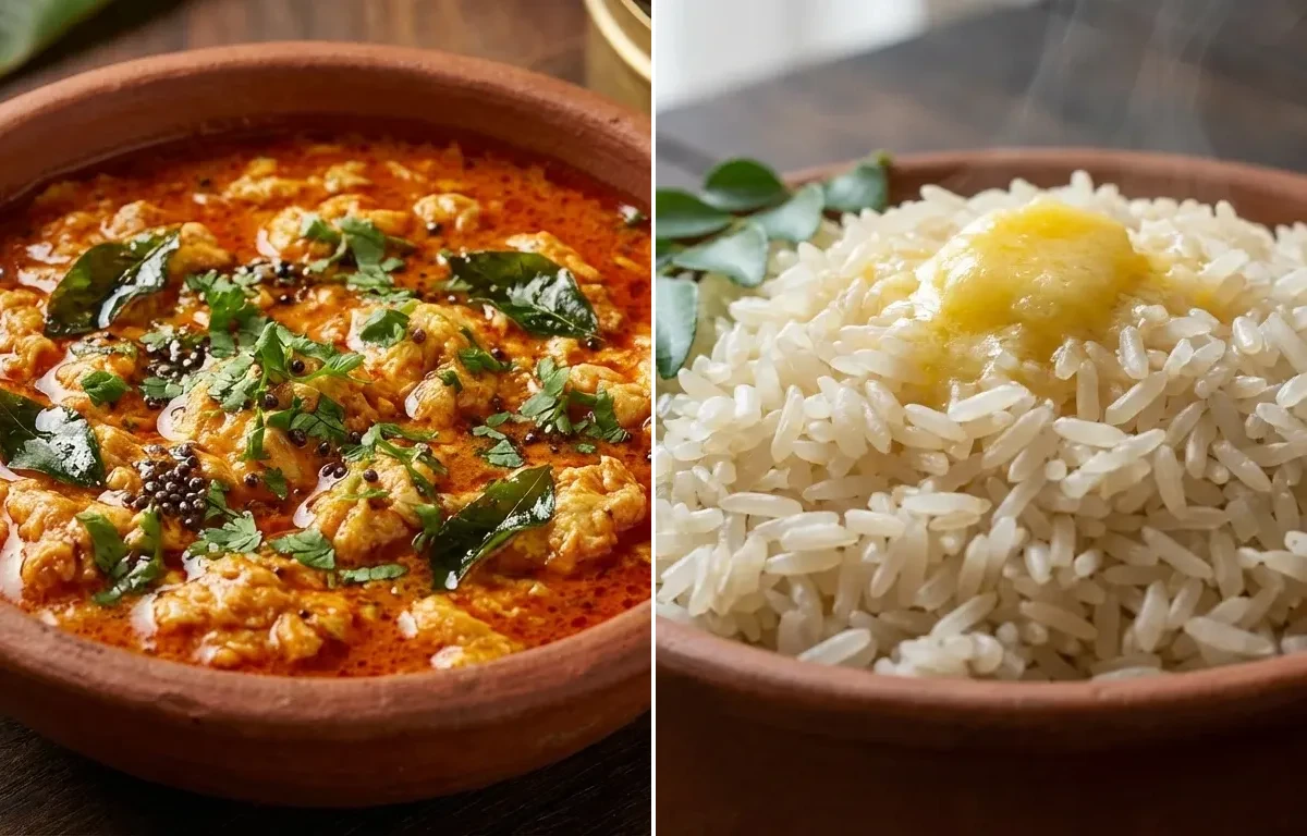Konkani Egg Drop Curry with Ukda Tandul