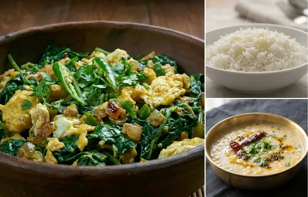 Kosu Xaak logot Koni with Steamed Basmati Rice and Mati Dail