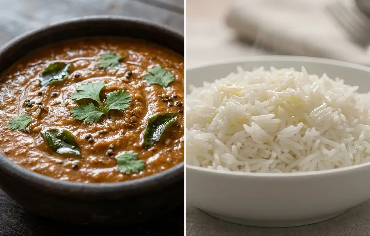 Kulith Pithle with Steamed Basmati Rice