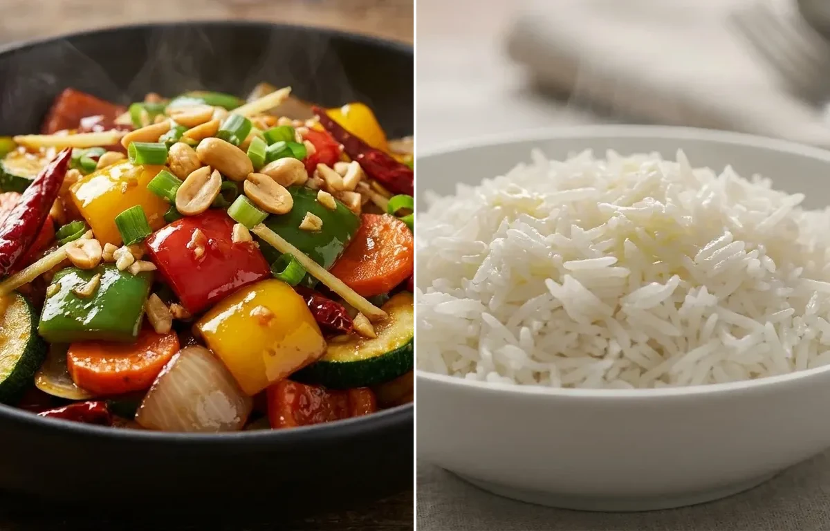 Kung Pao Vegetables with Steamed Basmati Rice