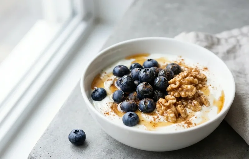 Lactose Free Yogurt with Blueberries and Walnuts