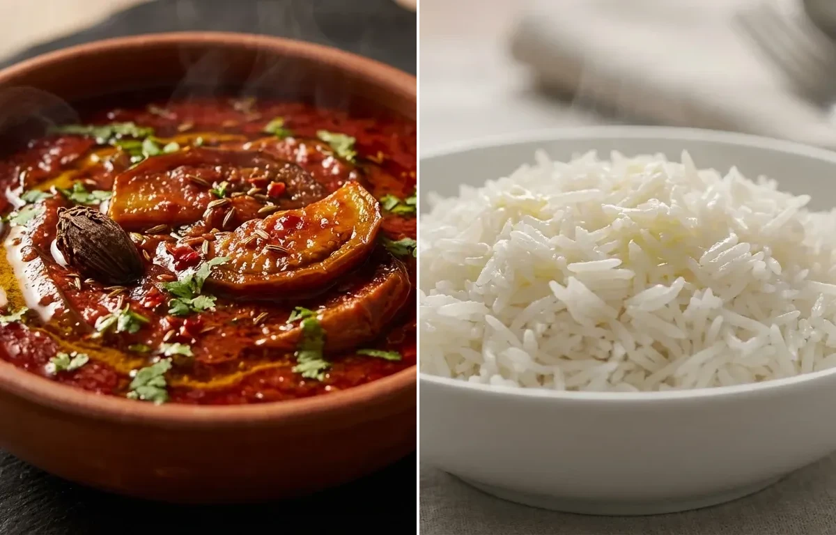 Lal Wangun with Steamed Basmati Rice