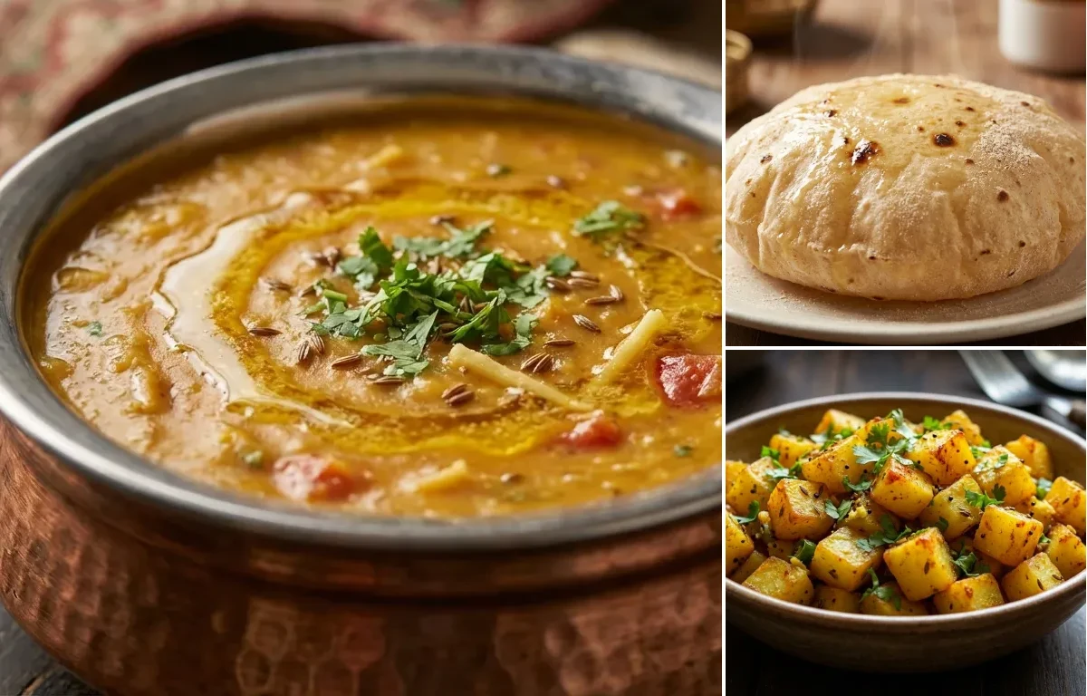 Langar Dal with Phulka and Sukhi Aloo Sabzi