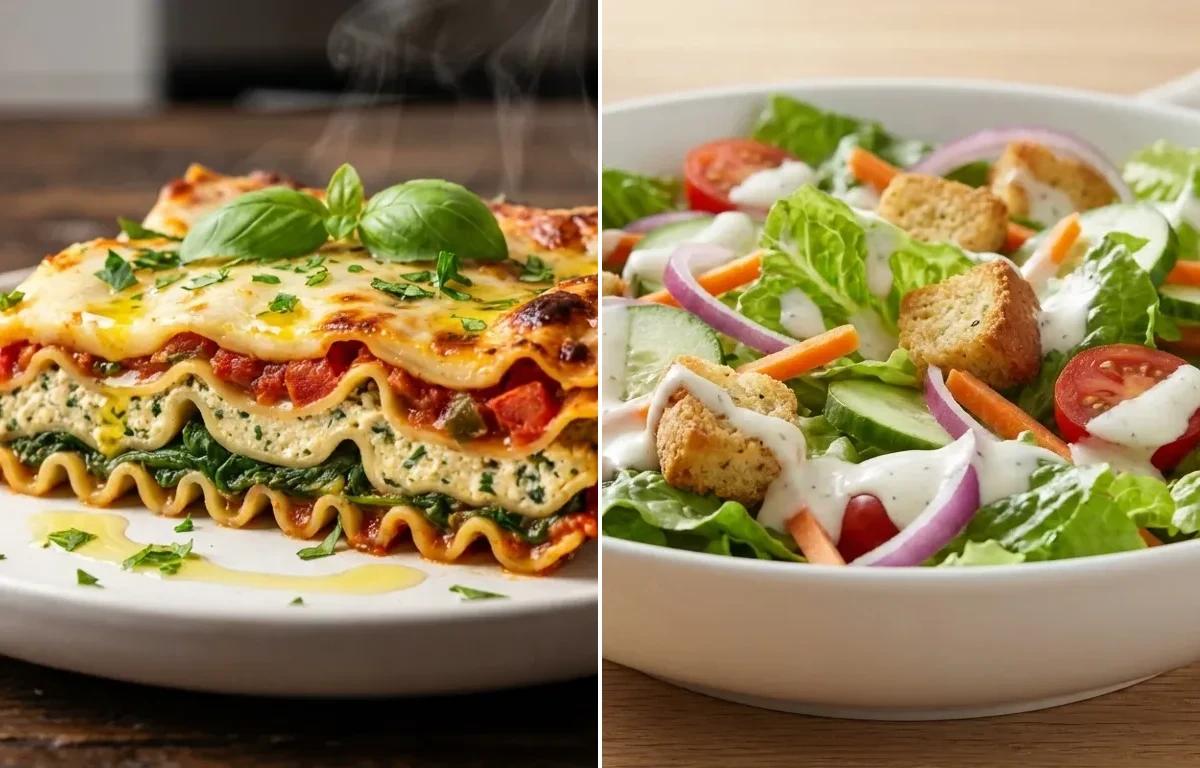 Lasagna with Tofu Ricotta with Side Salad