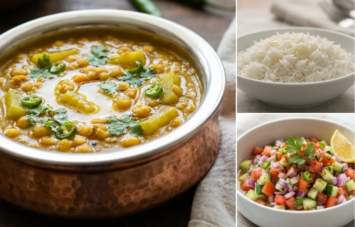 Lauki Chana Dal with Steamed Basmati Rice